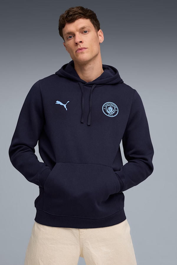 Manchester City FtblEssentials Hoodie Men, PUMA Navy-Team Light Blue, extralarge-GBR