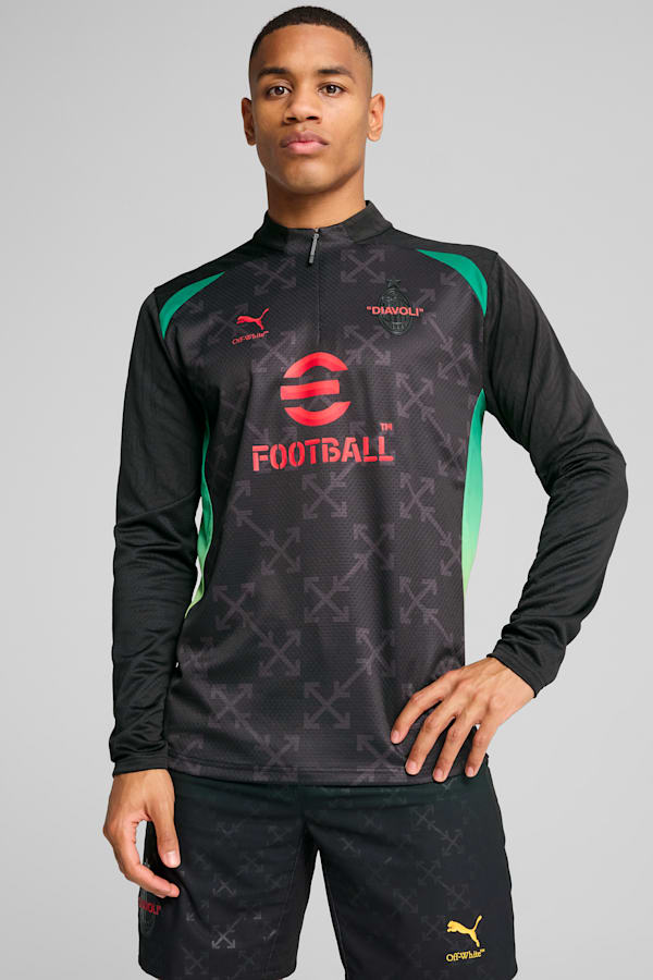 AC MILAN x OFF-WHITE™ Pre-match Quarter-Zip Top Men, PUMA Black-For All Time Red, extralarge-GBR