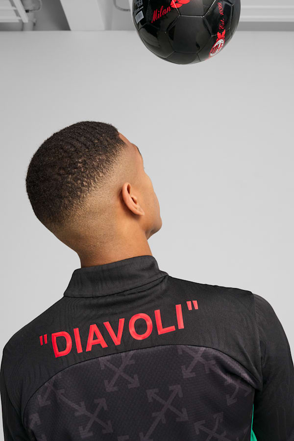 AC MILAN x OFF-WHITE™ Pre-match Quarter-Zip Top Men, PUMA Black-For All Time Red, extralarge-GBR