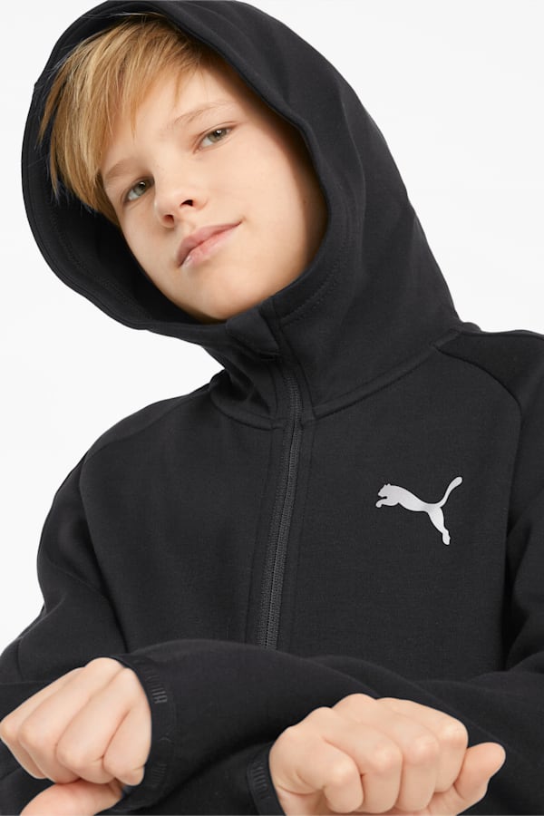 Evostripe Full-Zip Youth Hoodie, Puma Black, extralarge