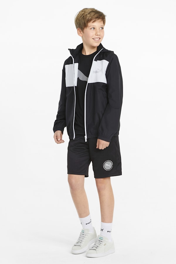 ESS+ Colour-blocked Youth Windbreaker, Puma Black, extralarge-GBR