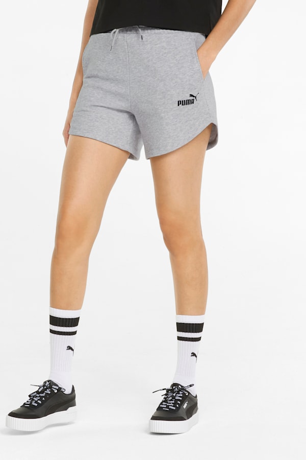 Essentials High Waist Shorts Women, Light Gray Heather, extralarge