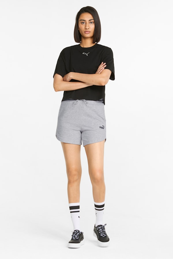Essentials High Waist Shorts Women, Light Gray Heather, extralarge