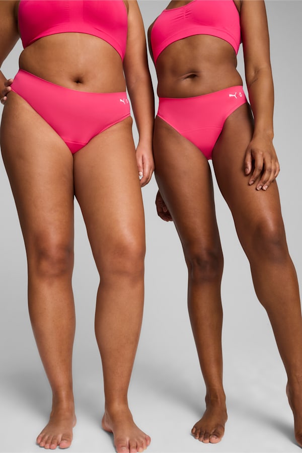PUMA x Modibodi Seamfree Active Bikini Brief Moderate-Heavy, Garnet Rose Pink, extralarge-DFA
