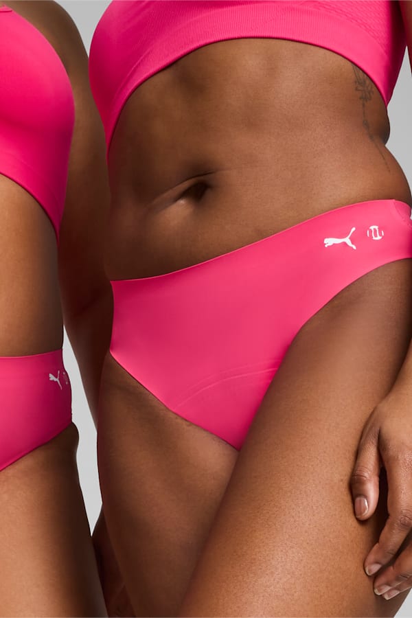 PUMA x Modibodi Seamfree Active Bikini Brief Moderate-Heavy, Garnet Rose Pink, extralarge-DFA