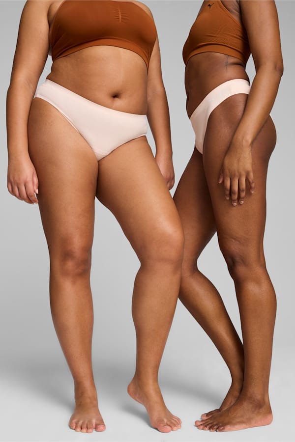 PUMA x Modibodi Seamfree Active Bikini Brief Moderate-Heavy, Mist Pink, extralarge
