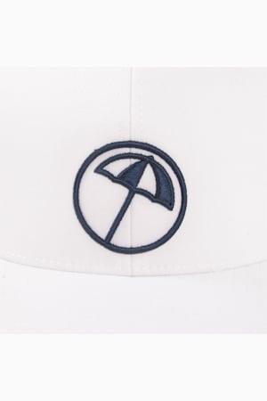 PUMA x ARNOLD PALMER Circle Umbrella Men's Snapback Golf Cap, Bright White-Navy Blazer, extralarge-GBR