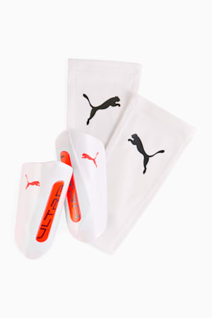 ULTRA Twist Football Sleeve Shinguards, PUMA White-Glowing Red, extralarge-GBR