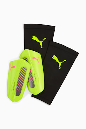 ULTRA Light Football Strap Shinguards, Yellow Alert-Puma Aged Silver, extralarge-GBR