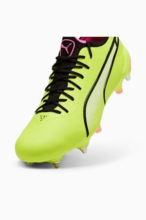 KING ULTIMATE MxSG Football Boots, Electric Lime-PUMA Black-Poison Pink, extralarge-GBR