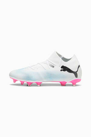 FUTURE 7 MATCH FG/AG Football Boots, PUMA White-PUMA Black-Poison Pink, extralarge-GBR