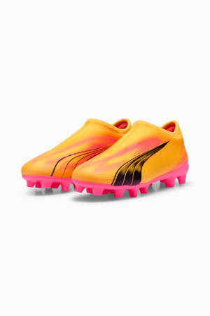 ULTRA MATCH FG/AG Laceless Youth Football Boots, Sun Stream-PUMA Black-Sunset Glow, extralarge-GBR