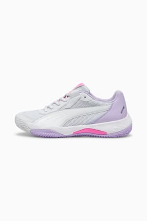 NOVA Court Women's Padel Shoes, Silver Mist-PUMA White-Vivid Violet, extralarge-GBR