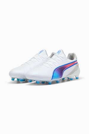 KING ULTIMATE FG/AG Football Boots, PUMA White-Bluemazing-Flat Light Gray-Sunset Glow, extralarge-GBR