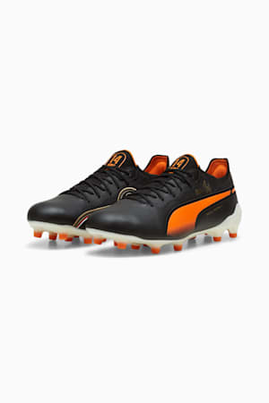 KING ULTIMATE Cruyff FG/AG Football Boots, PUMA Black-PUMA White-Rickie Orange-PUMA Gold-Frosted Ivory, extralarge-GBR