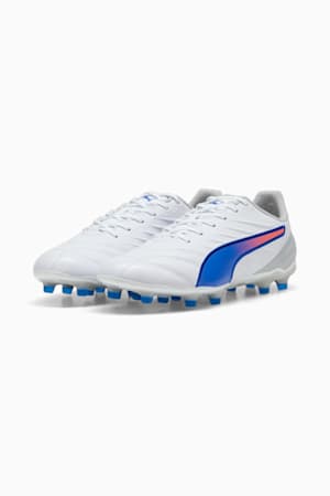 KING PRO FG/AG Football Boots, PUMA White-Bluemazing-Flat Light Gray, extralarge-GBR
