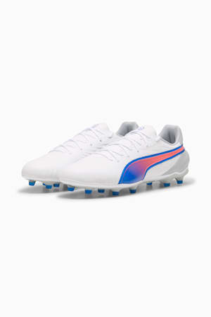 KING MATCH FG/AG Football Boots, PUMA White-Bluemazing-Flat Light Gray, extralarge-GBR