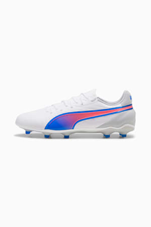 KING MATCH FG/AG Football Boots, PUMA White-Bluemazing-Flat Light Gray, extralarge-GBR