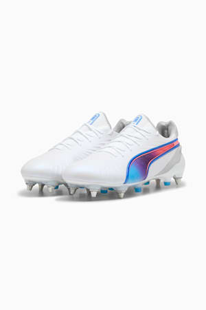 KING ULTIMATE MxSG Football Boots, PUMA White-Bluemazing-Flat Light Gray-Sunset Glow, extralarge-GBR