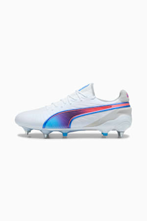 KING ULTIMATE MxSG Football Boots, PUMA White-Bluemazing-Flat Light Gray-Sunset Glow, extralarge-GBR