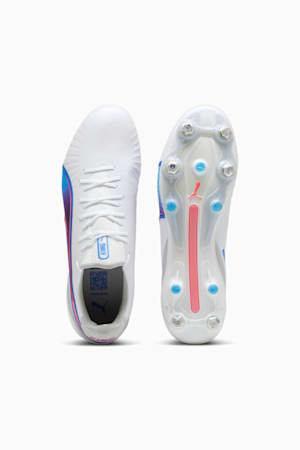 KING ULTIMATE MxSG Football Boots, PUMA White-Bluemazing-Flat Light Gray-Sunset Glow, extralarge-GBR