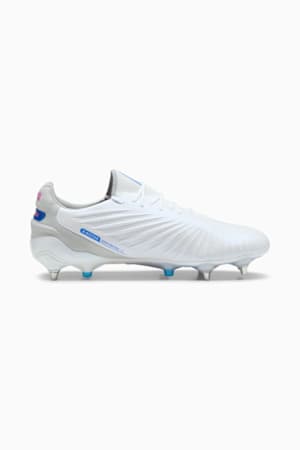 KING ULTIMATE MxSG Football Boots, PUMA White-Bluemazing-Flat Light Gray-Sunset Glow, extralarge-GBR