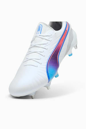 KING ULTIMATE MxSG Football Boots, PUMA White-Bluemazing-Flat Light Gray-Sunset Glow, extralarge-GBR