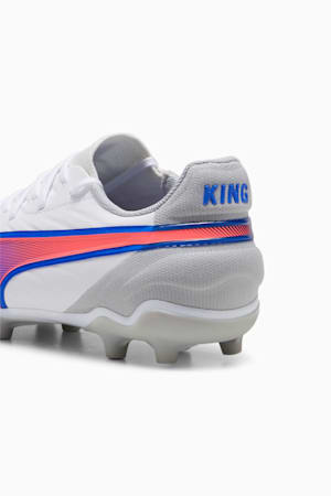 KING MATCH FG/AG Football Boots Youth, PUMA White-Bluemazing-Flat Light Gray, extralarge-GBR