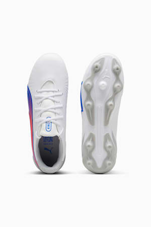 KING MATCH FG/AG Football Boots Youth, PUMA White-Bluemazing-Flat Light Gray, extralarge-GBR