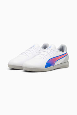 KING MATCH IT Football Boots Youth, PUMA White-Bluemazing-Flat Light Gray, extralarge-GBR