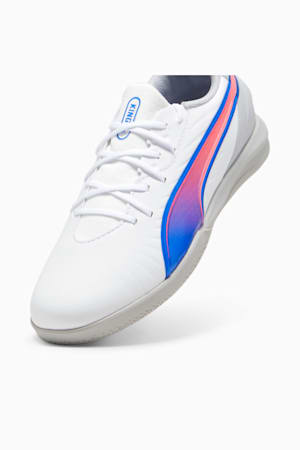 KING MATCH IT Football Boots Youth, PUMA White-Bluemazing-Flat Light Gray, extralarge-GBR