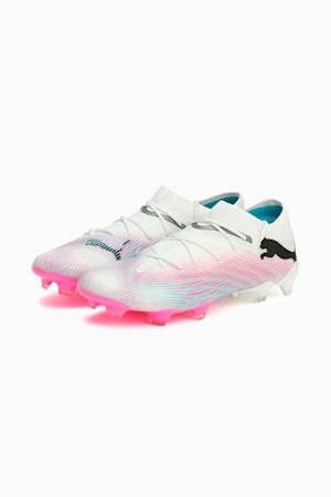 FUTURE 7 ULTIMATE LOW FG/AG Football Boots, PUMA White-PUMA Black-Poison Pink-Bright Aqua-Silver Mist, extralarge-GBR