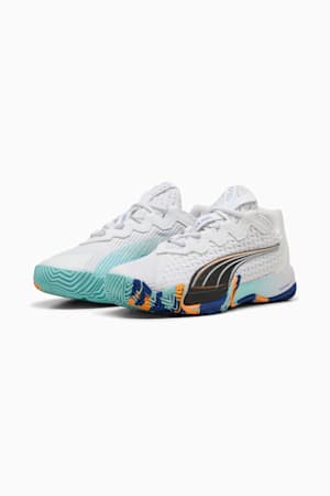 NOVA ELITE Padel Boots Adults, PUMA White-PUMA Black-Vivid Blue-Heat Fire, extralarge-GBR