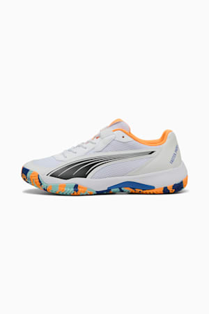 NOVA Court Padel Shoes, PUMA White-PUMA Black-Vivid Blue-Heat Fire, extralarge-GBR