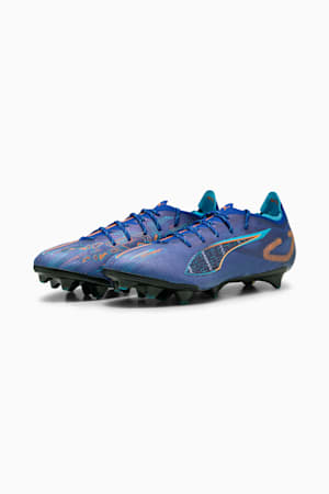 ULTRA 5 CARBON SPEED FG Football Boots Unisex, Vivid Blue-Heat Fire-Bright Aqua-PUMA Black, extralarge-GBR