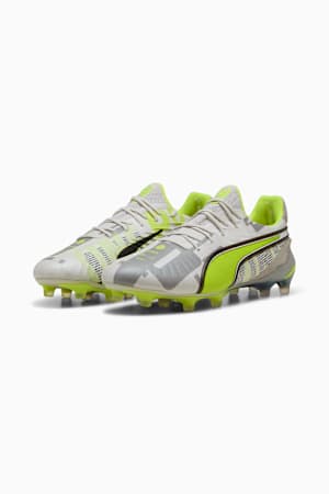 KING ULTIMATE FOREVER FG/AG Football Boots Unisex, Feather Gray-Electric Lime-PUMA White-Flat Light Gray, extralarge-GBR