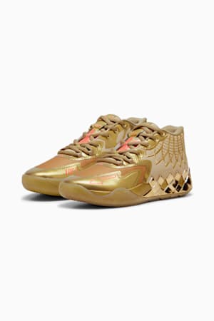 MB.01 Golden Child Basketball Shoes, Metallic Gold-Fiery Coral, extralarge-GBR