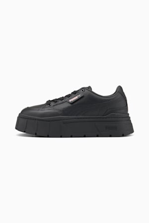 Mayze Stack Leather Sneakers Women, Puma Black, extralarge-GBR