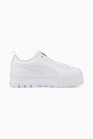 Mayze Leather Youth Trainers, Puma White-Puma Team Gold, extralarge-GBR