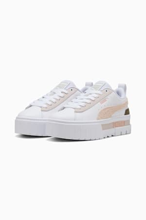 Mayze Mix Women's Sneakers, PUMA White-Alpine Snow-Loden Green, extralarge-GBR