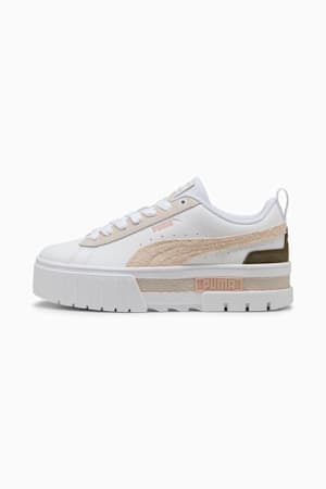 Mayze Mix Women's Sneakers, PUMA White-Alpine Snow-Loden Green, extralarge-GBR
