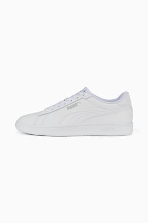 Smash 3.0 Leather Sneakers Youth, PUMA White-Cool Light Gray, extralarge-GBR