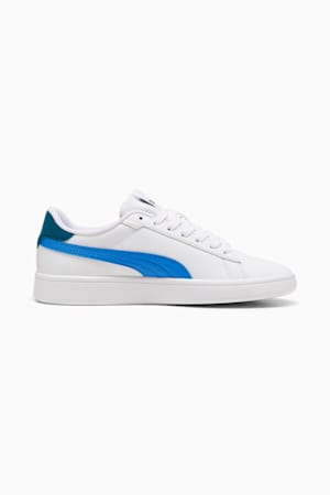 Smash 3.0 Leather Sneakers Youth, PUMA White-Hyperlink Blue-Cold Green, extralarge-GBR
