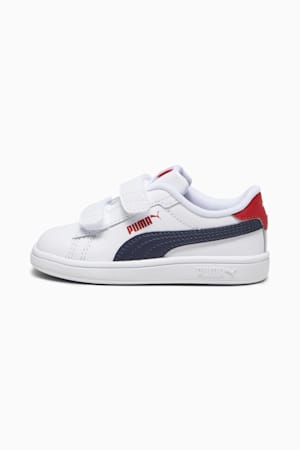 Smash 3.0 Leather V Sneakers Baby, PUMA White-PUMA Navy-For All Time Red, extralarge-GBR