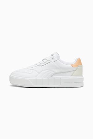 PUMA Cali Court Leather Women's Sneakers, PUMA White-Peach Fizz, extralarge-GBR