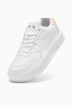 PUMA Cali Court Leather Women's Sneakers, PUMA White-Peach Fizz, extralarge-GBR