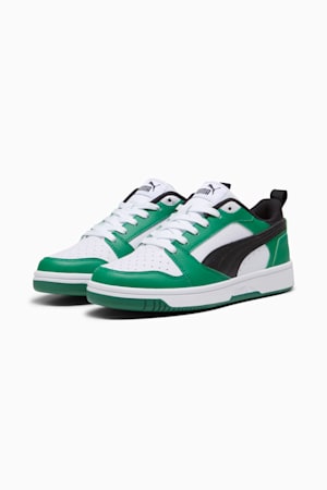 Rebound V6 Lo Youth Sneakers, PUMA White-PUMA Black-Archive Green, extralarge-GBR