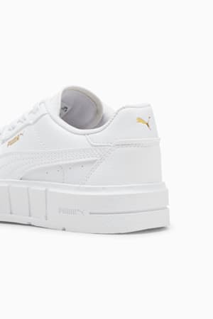 PUMA Cali Court Kids' Leather Sneakers, PUMA White-PUMA Gold, extralarge-GBR
