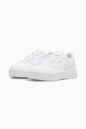 PUMA Cali Court Kids' Leather Sneakers, PUMA White-PUMA Gold, extralarge-GBR