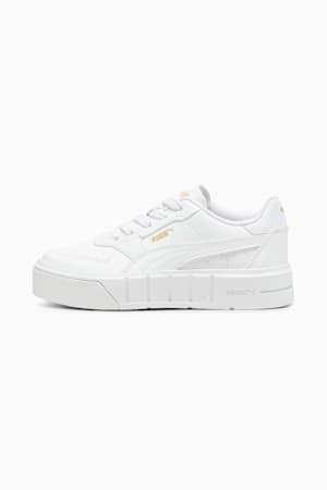 PUMA Cali Court Kids' Leather Sneakers, PUMA White-PUMA Gold, extralarge-GBR